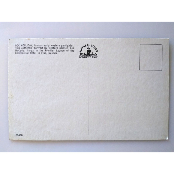 Doc Holiday Famous Western Cowboy Gunslinger Postcard Unused Vintage Lea McCarty - Picture 3 of 3